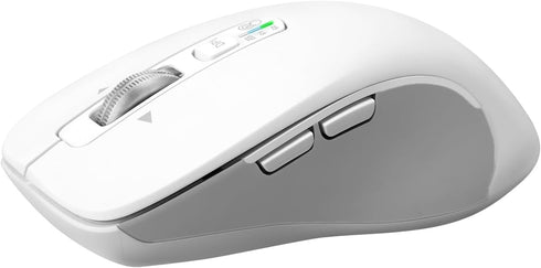Wireless Bluetooth Mouse (USB + BT1 + BT2), Full Size Mouse, 4-Way Scrolling, Multi-Device Silent Mouse for Computer, Laptop, iPad, MacBook (White...