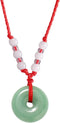 Green Jade Buddha Circle Red String Pendant Necklace - Chinese Traditional Amulet for Luck and Protection...