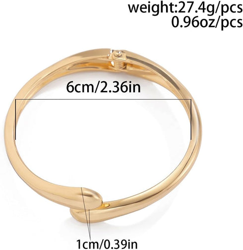 Gold Bangle Bracelets for Women Chunky Cuff Bracelet 18K Gold Plated Open Teardrop Bangle Set Wide Wire Irregular Minimalist Silver Jewelry...