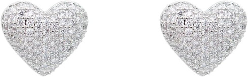 Lavencious CZ Paved Heart Shape Pendant Necklace and Cluster Earrings Jewelry Set for Women...