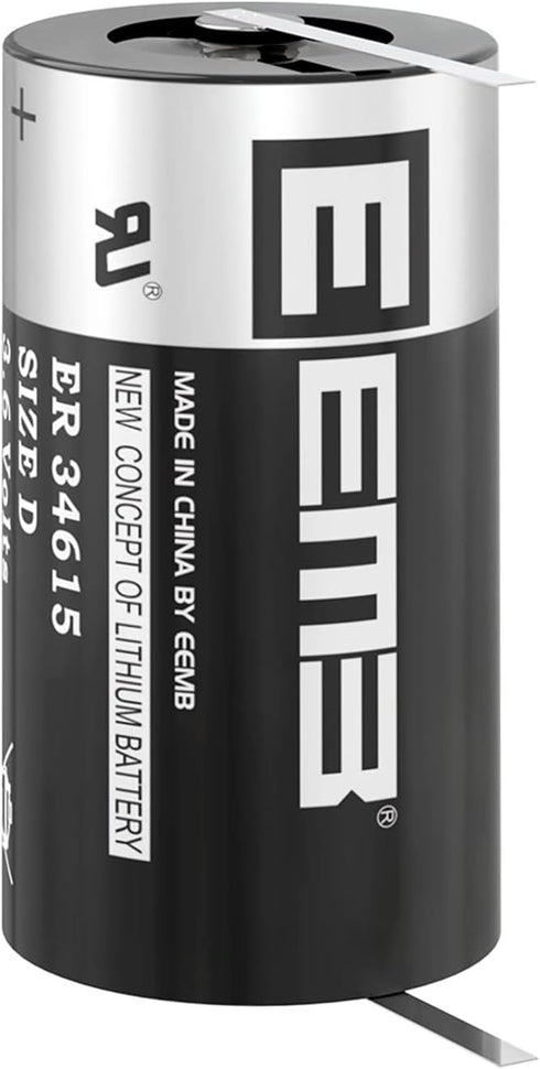 EEMB ER34615 Nonrechargeable 3.6V Lithium Battery with Tabs Li-SOCL? D Size 19000 mAh High Capacity UL Certified Single-Use 3.6V Lithium Thionyl C...