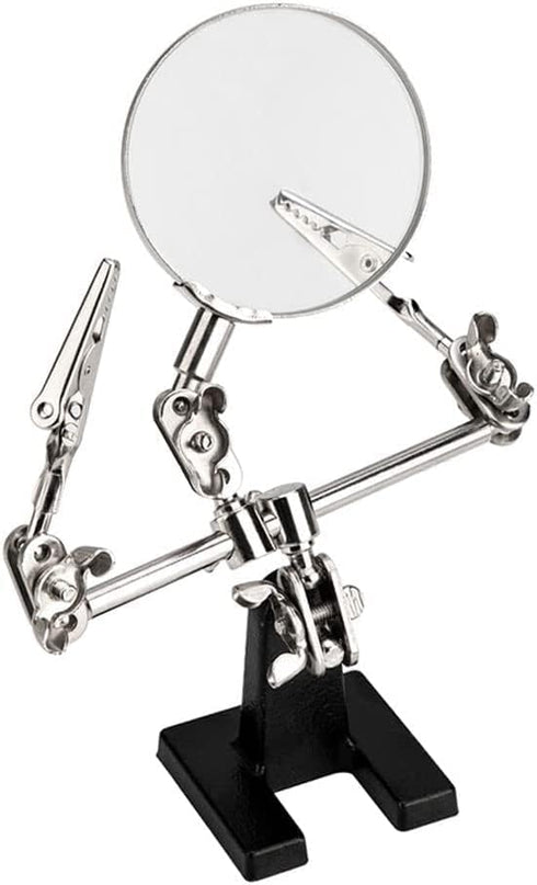Helping Hand Magnifier Adjustable 5X Magnifying Glass,with Dual Adjustable Alligator Clips, for Soldering, Inspecting Micro Objects, DIY (5X Helpi...