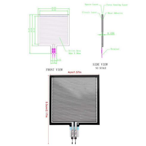 Hilitand RP-S40-ST Thin Film Pressure Sensor, 20g-10kg High Accuracy Force Sensor for Intelligent High End Seat 5 x 4cm...