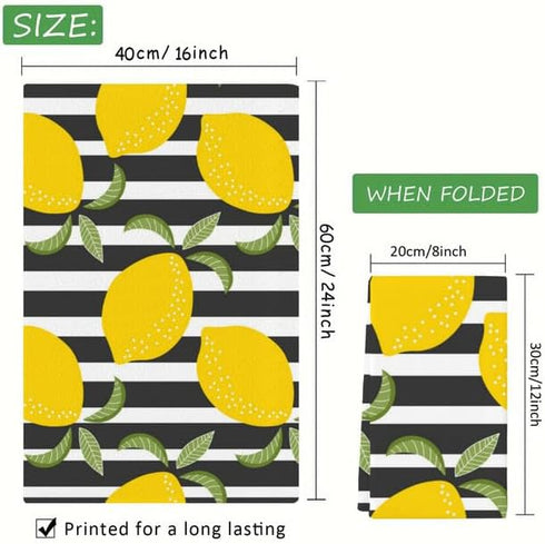 2 Pcs Kitchen Towels Lemons Kitchen Dish Towels Kitchen Dish Cloths Fast Drying Kitchen Rug Kitchen Decor for Home Cleaning Cooking Baking, 16 x 2...