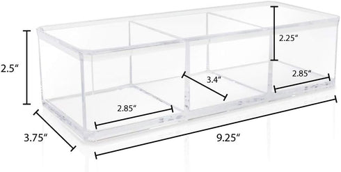 Isaac Jacobs Clear Acrylic 3 Section Organizer- Three Compartment Drawer Tray and Storage Solution for Office, Bathroom, Kitchen, Supplies, and Mo...