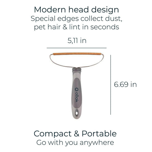 oBok Pet Hair Remover- Amazing Dog Hair Remover and Multi Fabric Edge and Carpet and Clothes Scraper- Cat Hair Remover for Couch, Cars Seats, Pet ...