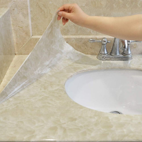 LaCheery Beige Marble Contact Paper for Countertops Waterproof Marble Look Countertop Peel and Stick Contact Paper Marble Wallpaper Peel and Stick...