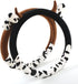 Cow Plush Steering Wheel Cover Universal 15 in Cute Fuzzy Cow Horn Car Steering Wheel Cover Non-Slip Stretchy Cow Print Circular Steering Wheel Pr...