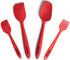 Set of 4 Pure Silicone Spatulas Spoon Pastry Basting Brush Heat Resistant (11"-8.4") (4, Spatula Set - Red)...