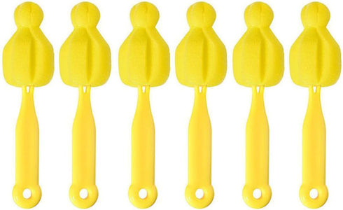 Long Handle Bottle Nipple Cleaner Sponge Brush, BPA-Free Bottle Scrubber - Yellow|6 Pack...