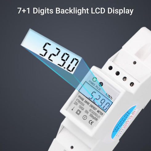 Single Phase Energy Meter 120 / 230V Din Rail Electric Meter AC 10 to 40A Watt Meter Digital LCD Electronic KWh Meter...