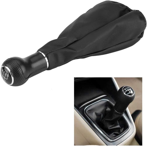 Acouto Car Gear Shift Knob Manual Shifter Knob with Gaiter Boot Cover for Golf 3 for Jetta MK3 1991-1998(5 Speed)...
