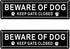 Kichwit 2 Pack Beware of Dog Sign, Aluminum, Keep Gate Closed Sign for Fence or Gate, 11.8 x 3.1 Inches...