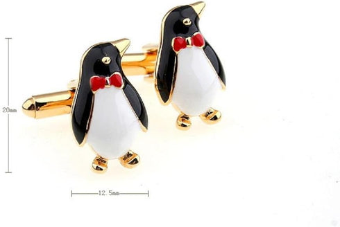 Penguin with Bow Tie Formal Pair of Cufflinks in a Presentation Gift Box & Polishing Cloth...