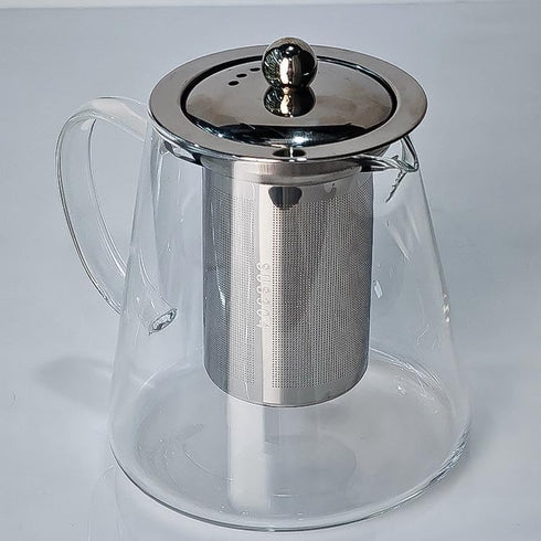 Clear Glass Tea Kettle with Stainless Steel Infuser and Lid, Borosilicate Glass Tea Kettle for Stove Top and Outdoor Use...