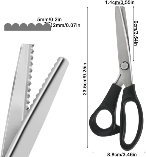 2 Pcs Pinking Shears, AIFUDA Zig Zag Scissors 5mm Craft Scissors Decorative Edge Comfort Grip Scrapbook Scissors for Sewing Fabric,Leather, Paper ...