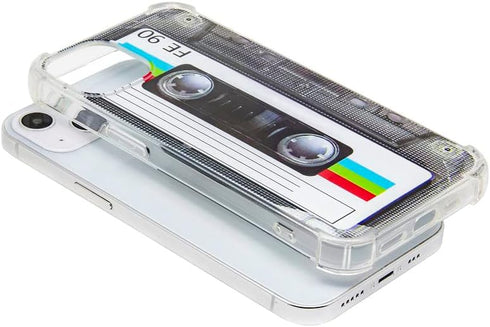Case for iPhone 13 Matte Finish Heavy Duty Soft Back Cover with Reinforced Corners TPU Soft Bumper Retro Cassette Tape Case Compatible with iPhone...