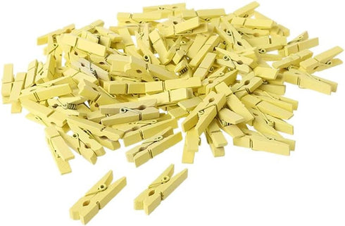 100pcs Mini Natural Wooden Clothes Photo Paper Peg Pin Clothespin Craft Clips School Office Stationery (Yellow)...