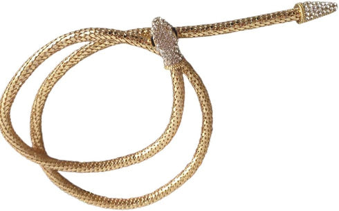 Fashion Gold Crystal Snake long Pendant Necklace, Bendable Punk Snake Rhinestone Choker Necklace Bracelet Jewelry Accessories for Women Halloween ...