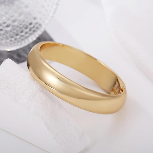 Gold Polished Chunky Twisted Hinged Waterdrop Bangle Bracelet for Women Spiraled Oval Bangle Bracelet...
