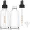 2 pack Dropper Bottle 2 oz, Clear Glass Eye Dropper Bottles for Essential Oils with Labels and Funnel, Leakproof Tincture Bottles with Measured dr...