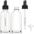 2 pack Dropper Bottle 2 oz, Clear Glass Eye Dropper Bottles for Essential Oils with Labels and Funnel, Leakproof Tincture Bottles with Measured dr...
