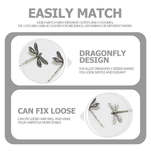4Pcs Silver Dragonfly Hair Clip,Wedding Retro Antique Barrette,Bridal Headdress Head Wear Styling Hair Accessories for Girls Ladies Bobby Pins Hai...