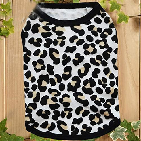 Pet Clothes, Leopard Print T-Shirt Puppy Cat Cotton Vest Clothing Apparel Spring Summer Breathable Sleeveless Harness Costumes for Small Dogs(S, B...