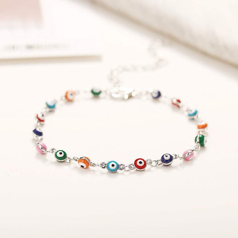 Turkish Blue Evil Eye Bracelet Anklets for Women Handmade Colorful Beads Ethnic Foot Chain Jewelry...