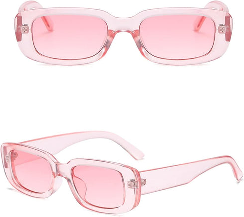 Retro Rectangle Sunglasses for Women Men Small Square Frame Trendy Y2K 90’s Black Sunglasses...