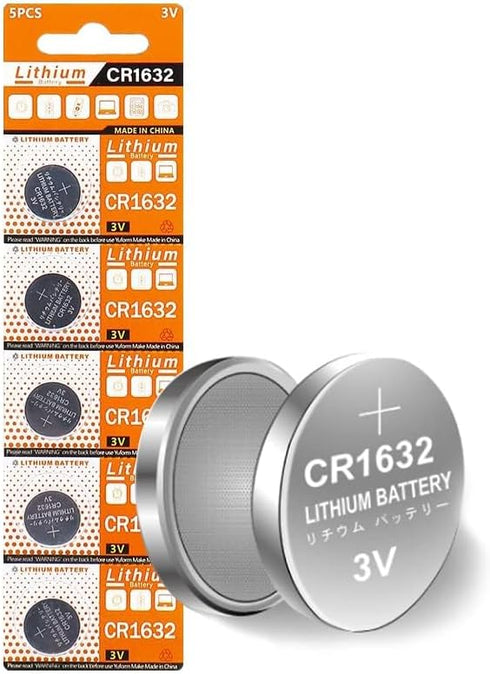 Cotchear 5pcs/Pack CR1632 Button Battery 3V CR1632 Lithium Coin Cell Batteries LM1632 BR1632 ECR1632 CR 1632 Battery for Electronic Watch Remote...