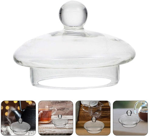 Kichvoe Glass Teapot Lid Replacement, Clear Teapot Accessory Glass Tea Kettle Cover For Home Kitchen Teapots, 2.55x2.55x1.77in, For 400ml Glass Te...
