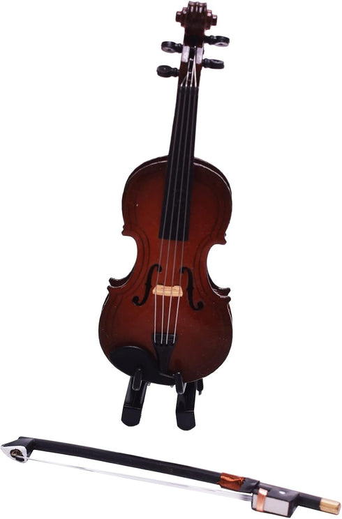 1:12 Mini Violin Miniature Musical Instruments Tiny Violin with Stand Bow Case Miniature Violin for Dollhouse Decoration...