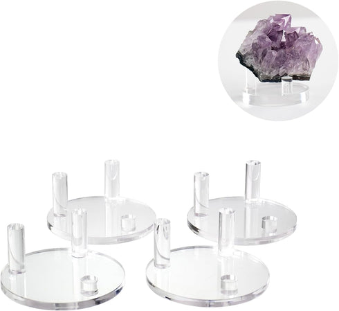 Clear Acrylic Rocks Display Stand, 1.9Inch Three-Peg Round Acrylic Display Easels Holders for Gemstone Agate Slices Crystals Painted Rocks Mineral...