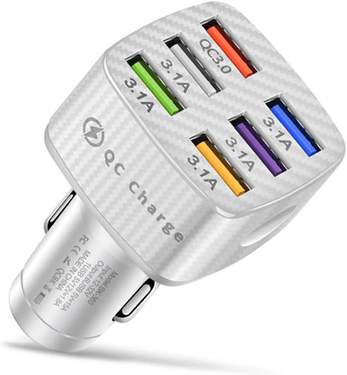 Car Charger Adapter,6 Ports USB QC3.0 Fast Car Charger QC3.0/3.1A,32V Upgraded Smart Shunt Car Phone Charger Compatible iPhone 14 13 12 Pro Max/Al...