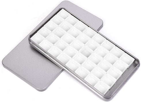 40Pcs Empty Half Pans with Magnetic Stripe Watercolor Paint Travel Tin Palette Case, Artist Paints Kits for DIY Watercolor Oils or Acrylics Painti...