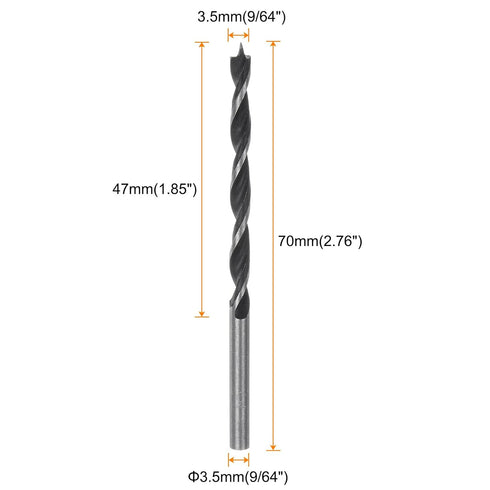 20pcs Brad Point Drill Bits 3.5mm(9/64") Dia Straight Round Shank Metric Brad Point Spiral Twist Drill Bits for Softwood Hardwood Plywood Plastic ...
