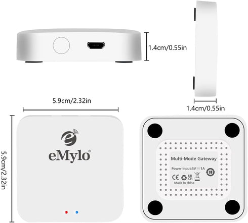 eMylo Zigbee Hub, 3 In 1 Zigbee 3.0&Bluetooth5.0 Gateway, Tuya Smart Devices Work with Smart Life and Tuya APP, Compatible with Alexa, Smart Home ...