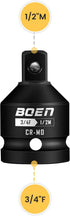 BOEN 3/4"F to 1/2"M Impact Socket Adapter, Cr-Mo Steel,Socket Adapter Set for Impact Driver Conversions...