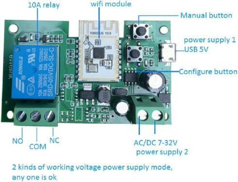 eWelink app WiFi Smart Dry Contact Relay Switch Module,Work with Alexa Assistant (5-32V 1 Channel)......