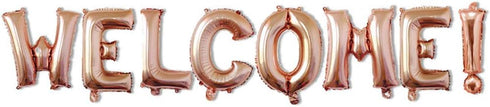 16inch WELCOME Letter Balloons, Rose Gold Alphabet Foil Mylar Balloons for Welcome Party Decoaration supply...