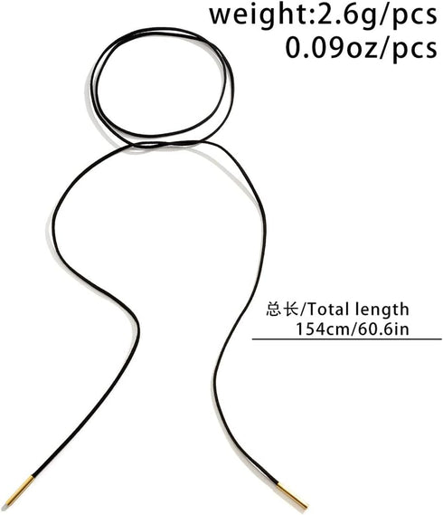 Gothic Bow-knot Velvet Choker Necklace Sexy Long Wrap Rope Collar Tie Neck Chain with Silver Gold Pendant Boho Party Neck Accessories for Women...
