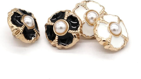 20pcs 11mm(0.433inch) Little Flower Black Gold Metal Women Coat Buttons for Clothes Shirt Blouse Handmade Decorative Sewing Buttons Wholesale (Gol...