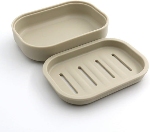 Plastic Soap Dish, Container, Keeps Soap Dry,Easy Cleaning,Drain, Khaki...