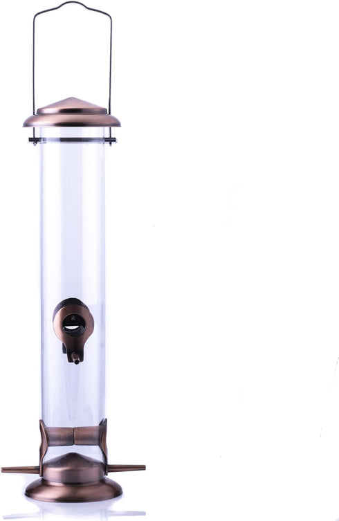 Cottage Garden 15 inch Copper Finish Weather Resistant 1 Lb. Outdoor Hanging Bird Seed Feeder...