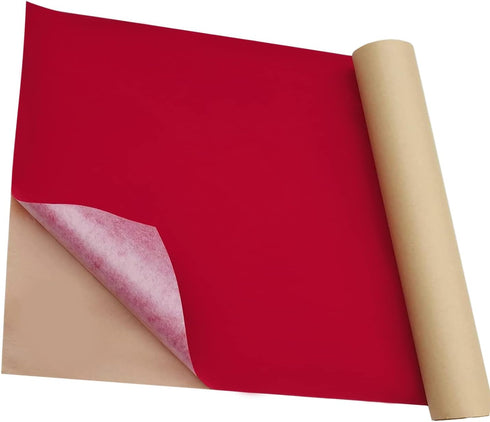 Soft Self Adhesive Felt Fabric, Soft Velvet Drawer Liner,Jewelry Box Felt Liner, DIY Velvet Fabric for Art & Crafts (17.7" x157.5", Red)...