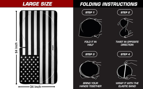 Windshield Sun Shade - American Flag Design, High-Resolution Sun Visor for Car, Truck, SUV with Mirror Cut-Out for Interior Sun Protection, Foldab...