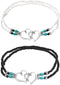 2PCS Beaded Anklets for Women with Silver Double Heart Stretch Elastic Ankle Bracelets for Women Summer Boho Jewelry...
