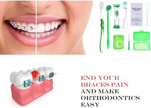 2 x Portable Orthodontic Oral Care Kit, Travel Kit for Patients, Interdental Brushing Wax Floss Toothbrush Cleaning...