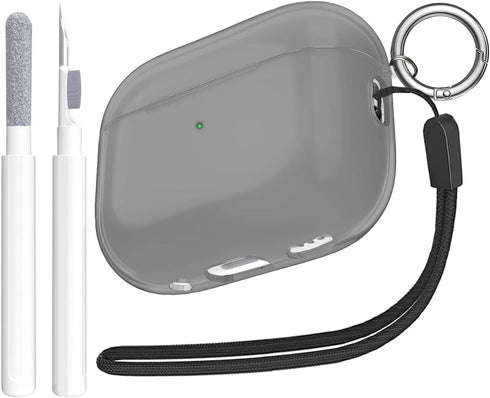 for Airpods Pro 2/1 Case Clear Black with Cleaning Kit, Soft TPU Transparent AirPods Pro 2nd Generation Protective Cover Skin Women Men for Airpod...